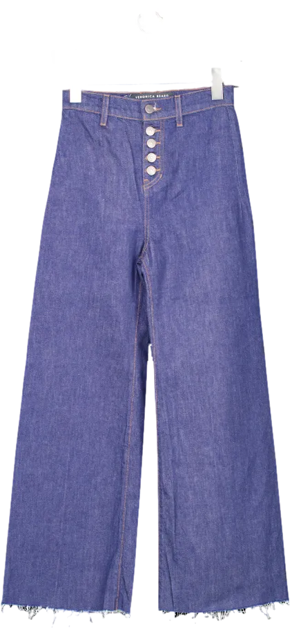 Veronica Beard Blue Grant Indigo Wide Leg Raw Hem Jjean W23