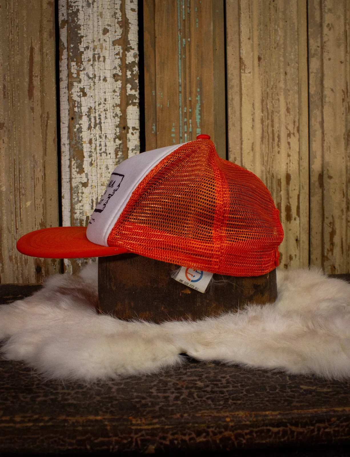 Vintage Ohatchee, Alaska Not A Hell of A Lot Trucker Hat Orange/White