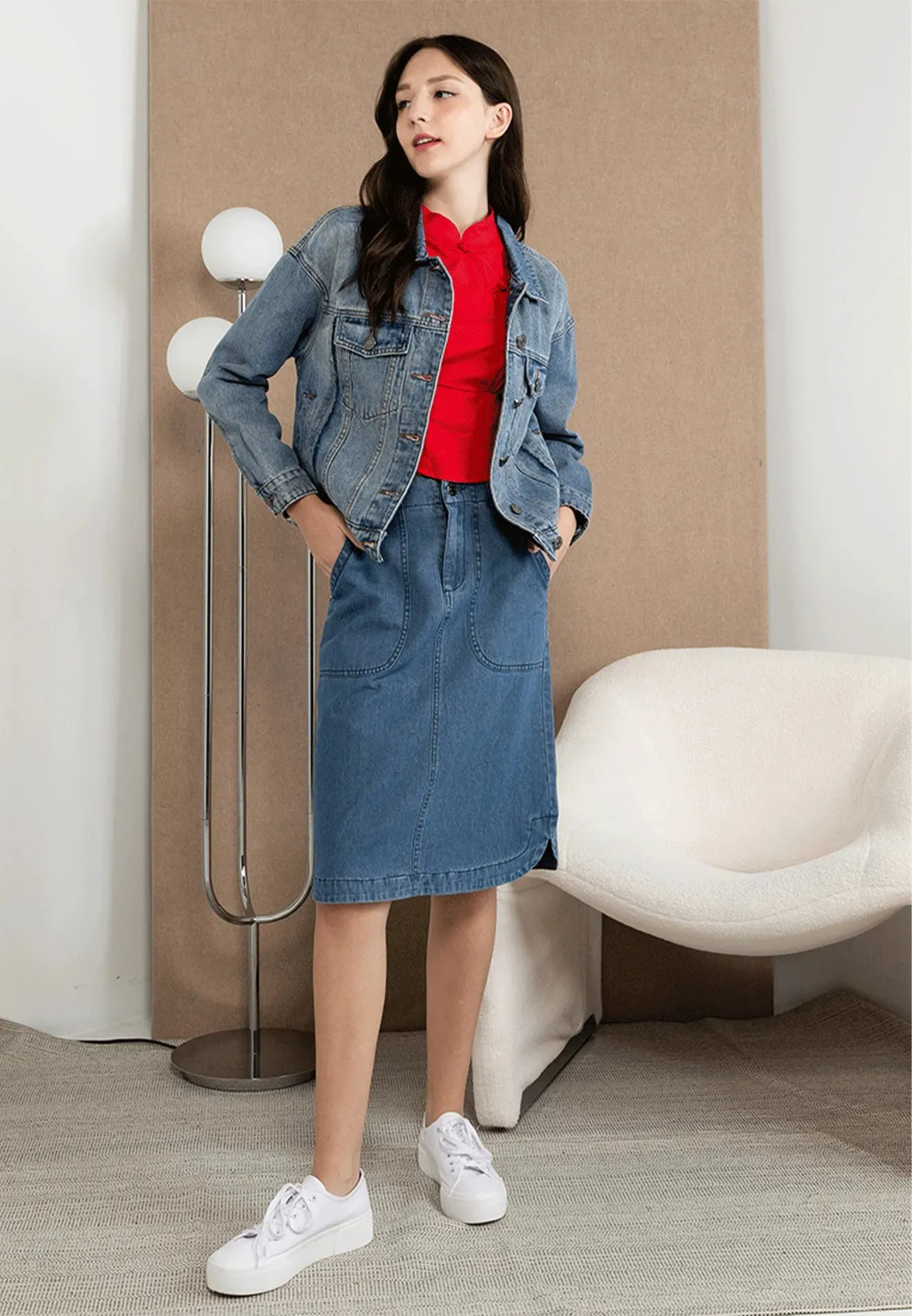 VOIR JEANS Classic Denim Double Flap Pockets Jacket