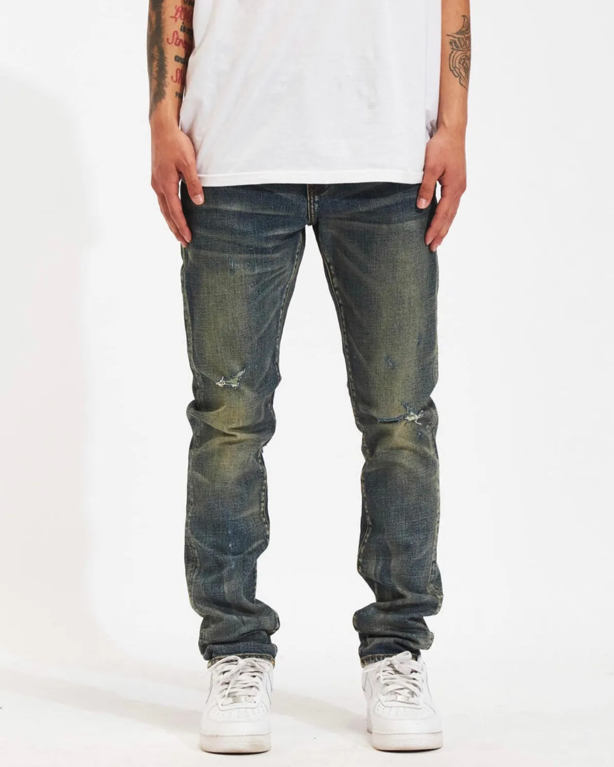 Washed Knee Ripped Denim