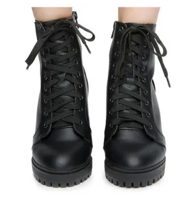 WOMEN BALBOA-S  LACE UP BLACK BOOTS