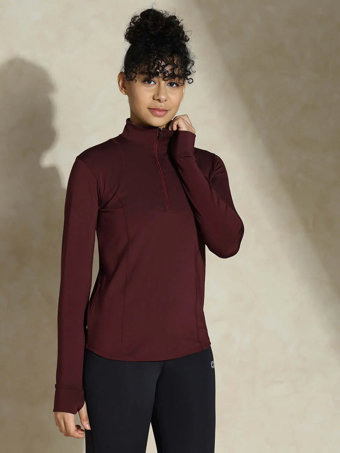 Women's Ath Runner Zip Neck Plum