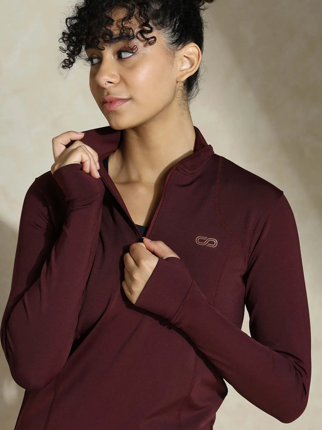 Women's Ath Runner Zip Neck Plum