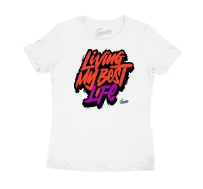 Womens Black Gloss 7 Shirt - Living Life - White