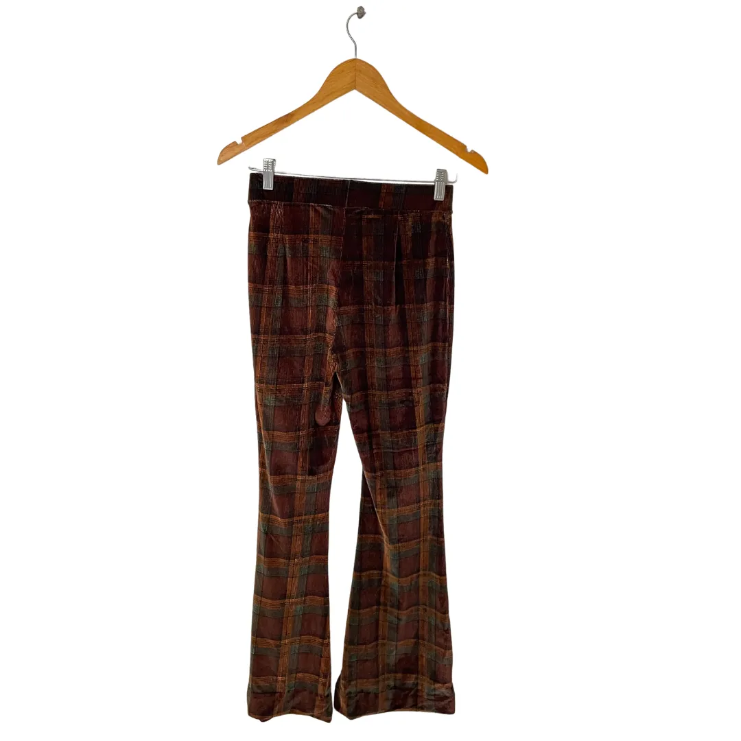 ZARA Brown and Green Checked Corduroy Pants | Gently Used |